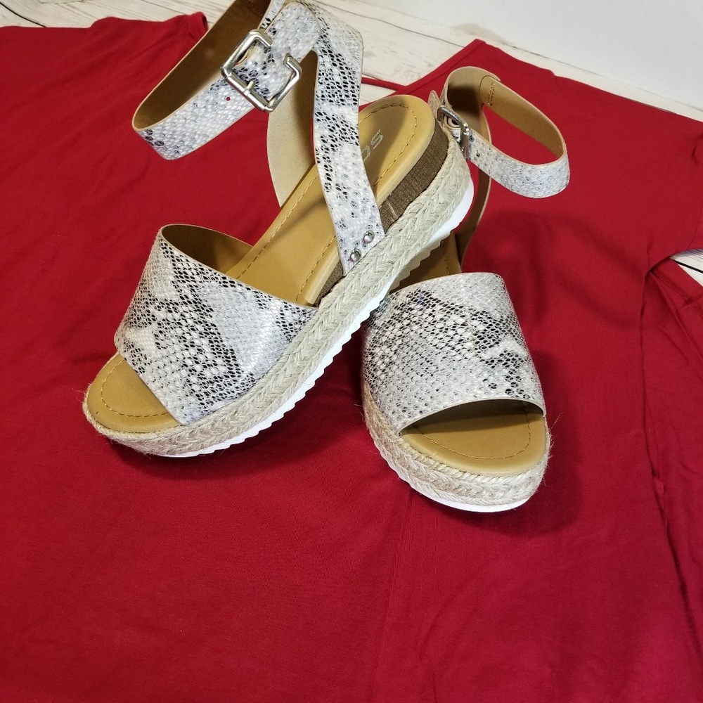 Python Beige Snake Espadrille platform sandal